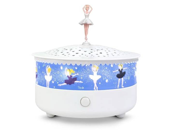 Trousselier - Nachtlampje voor baby's, muziek en ballerina - Nachtlampje met huildetector voor kinderen, sterprojector, oplaadbaar, USB - 4 muziek inbegrepen - 14 cm
