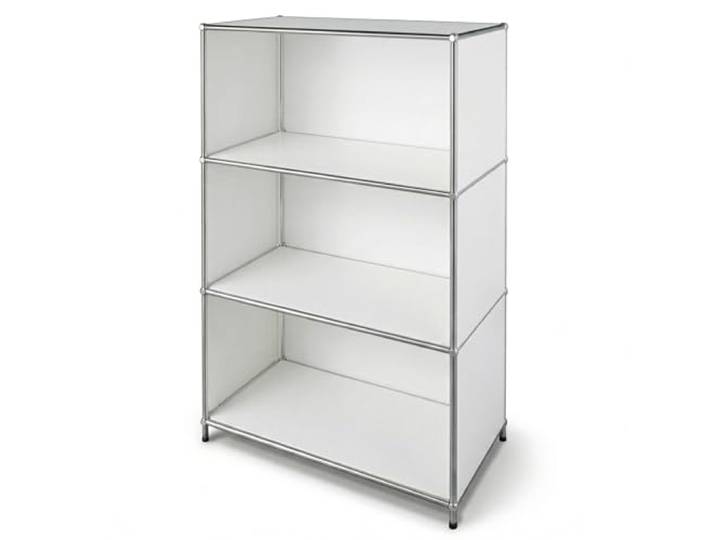 Floordirekt Regal Weiß 75x40x120cm - 4 Ablagen - Metallregal mit Seitenwänden - Modernes Aufbewahrungsregal - Würfelregal - Concept Epure MK-101