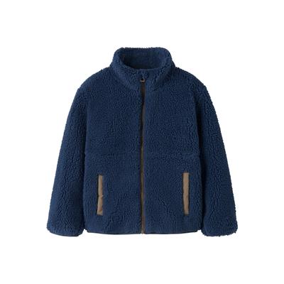 Plüschjacke NAME IT "NMMMONICO TEDDY1 JACKET", Jungen, Gr. 116, blau (oceana), Plüsch, Obermaterial: 100% Polyester, unifarben, normal normal, Jacken, Kunstfaser, Teddy Material