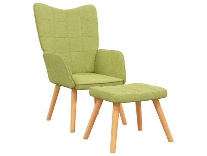 Grüner Fußsessel mit Stoff bezogen mit Holzbeinen Schwammfüllung, Gitter, Stahlrahmen, bis 110 kg, modernes Design