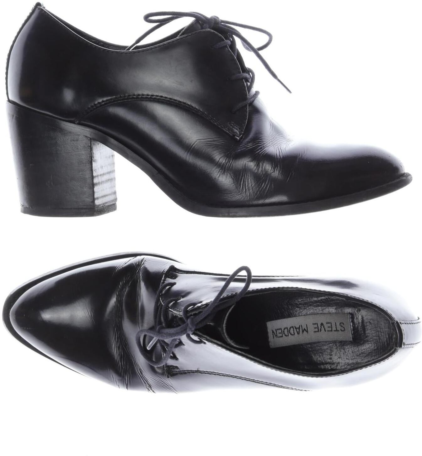 Steve Madden Damen Halbschuh, Schwarz, Gr. EU 39, Leder - Second Hand
