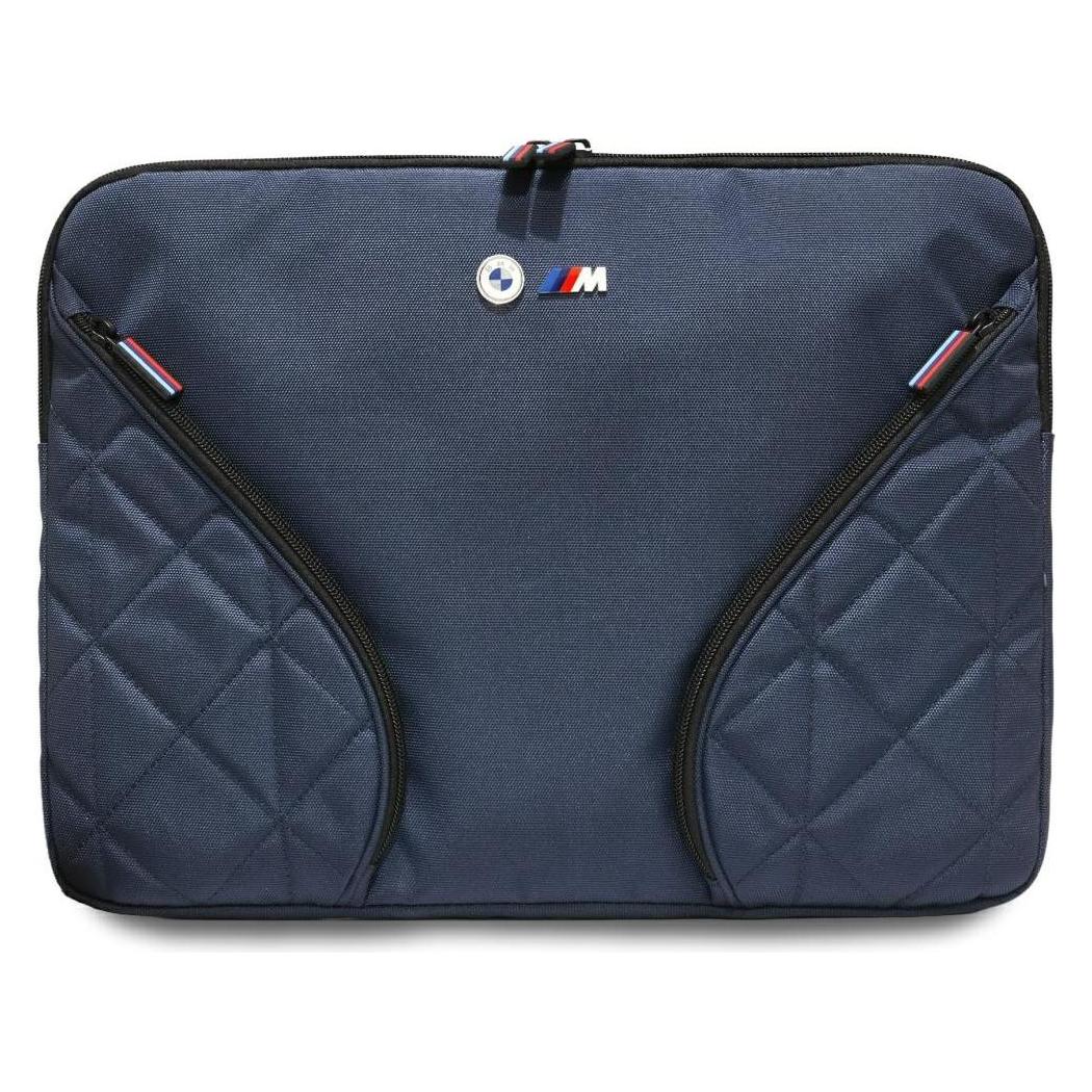 BMW Bag Nylon Pockets & Metal Logo Sleeve 16" navy (16") (BMW001119)