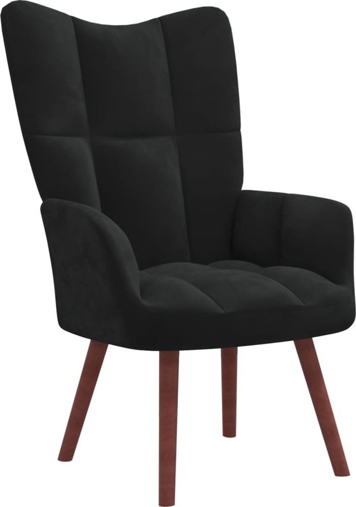 De Living Store relaxfauteuil, zwart, fluweel