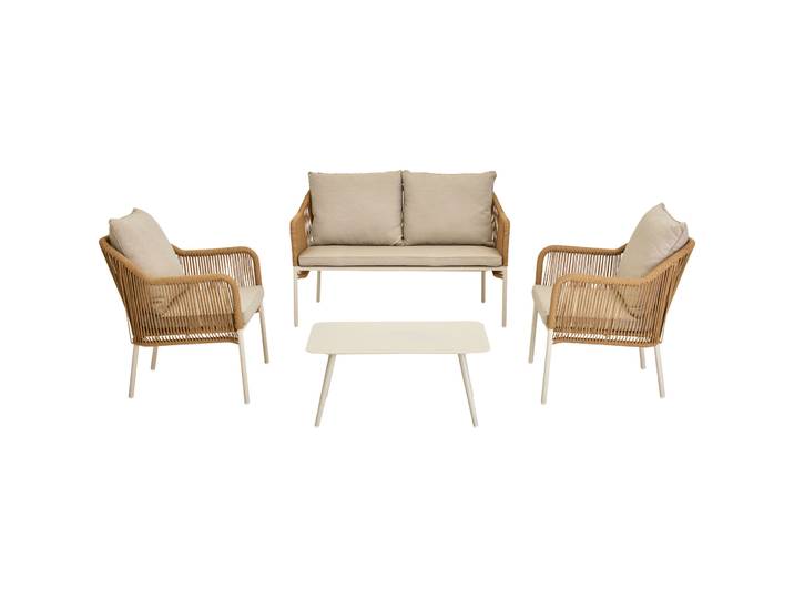 Gartenlounge Liva beige Kunstrattan B 129 T 70 cm - Gartenlounge - Wetterfeste Gartenmöbel & Accessoires