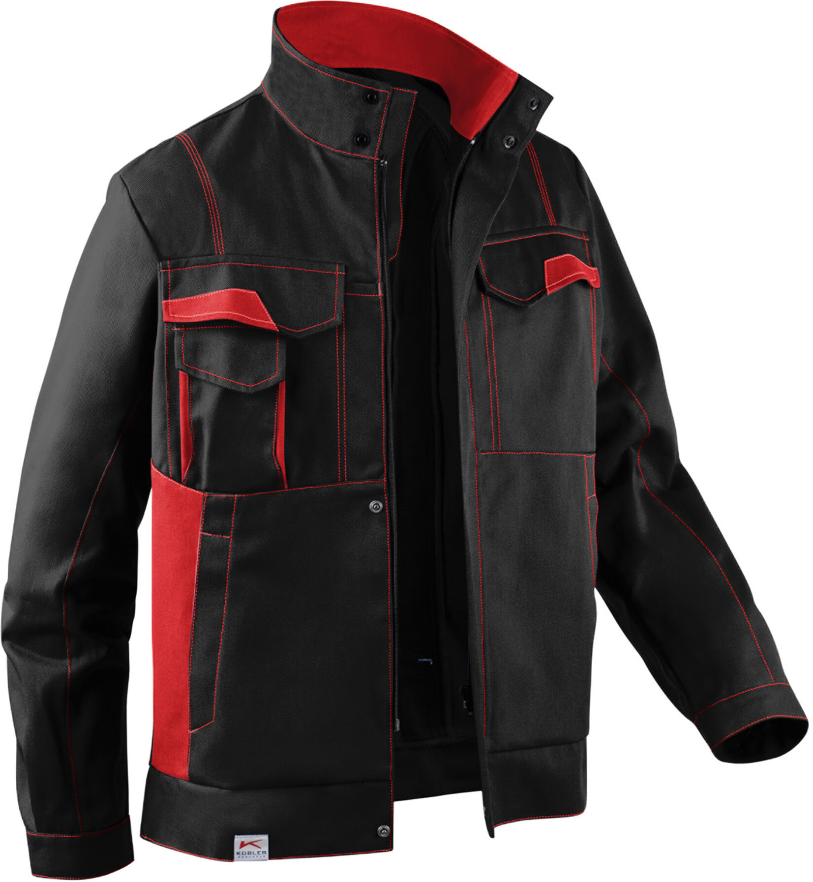 Kübler Image-Dress Jacke 1345 schwarz/mittelrot Größe 56 ; Kübler Workwear (1345 3411-9955-56)