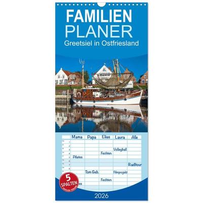 Familienplaner 2026 - Greetsiel in Ostfriesland mit 5 Spalten (Wandkalender, 21 x 45 cm) CALVENDO