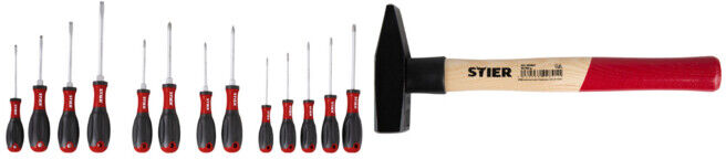 Set STIER Schraubendreher-Satz 13tlg + Schlosserhammer 800g