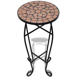 Helloshop26 - Eleganter runder Mosaik-Beistelltisch für Garten oder Terrasse 30 x 60 cm Terrakotta-Keramik 02_0045844
