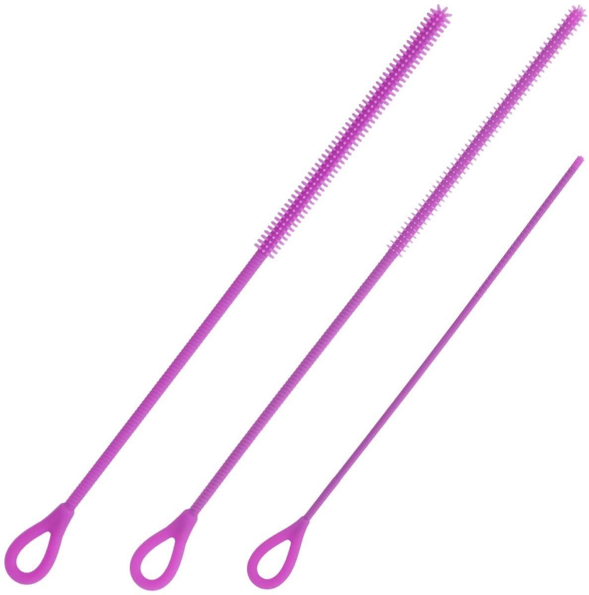 Set van 3 siliconen reinigingsborstels voor drinkstrips, paars