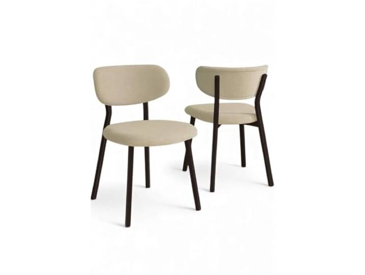 Hanah Home Modern Chair Set (2 Pieces), Cream & Brown Boucle, 46 x 45 x 85 cm 100% Metal Frame, Plywood Back, Comfortable Foam Scandinavian Design