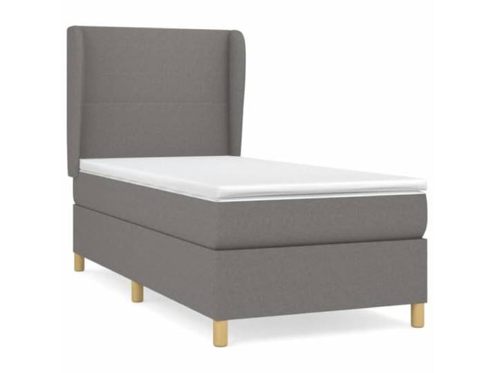 PUGYNBK Boxspringbett, 90 x 200 cm, mit Taschenfederkernmatratze Verstellbares Kopfteil, graue Polsterung, mittlere Festigkeit, atmungsaktiv, inklusive Montageanleitung (evtl. nicht in