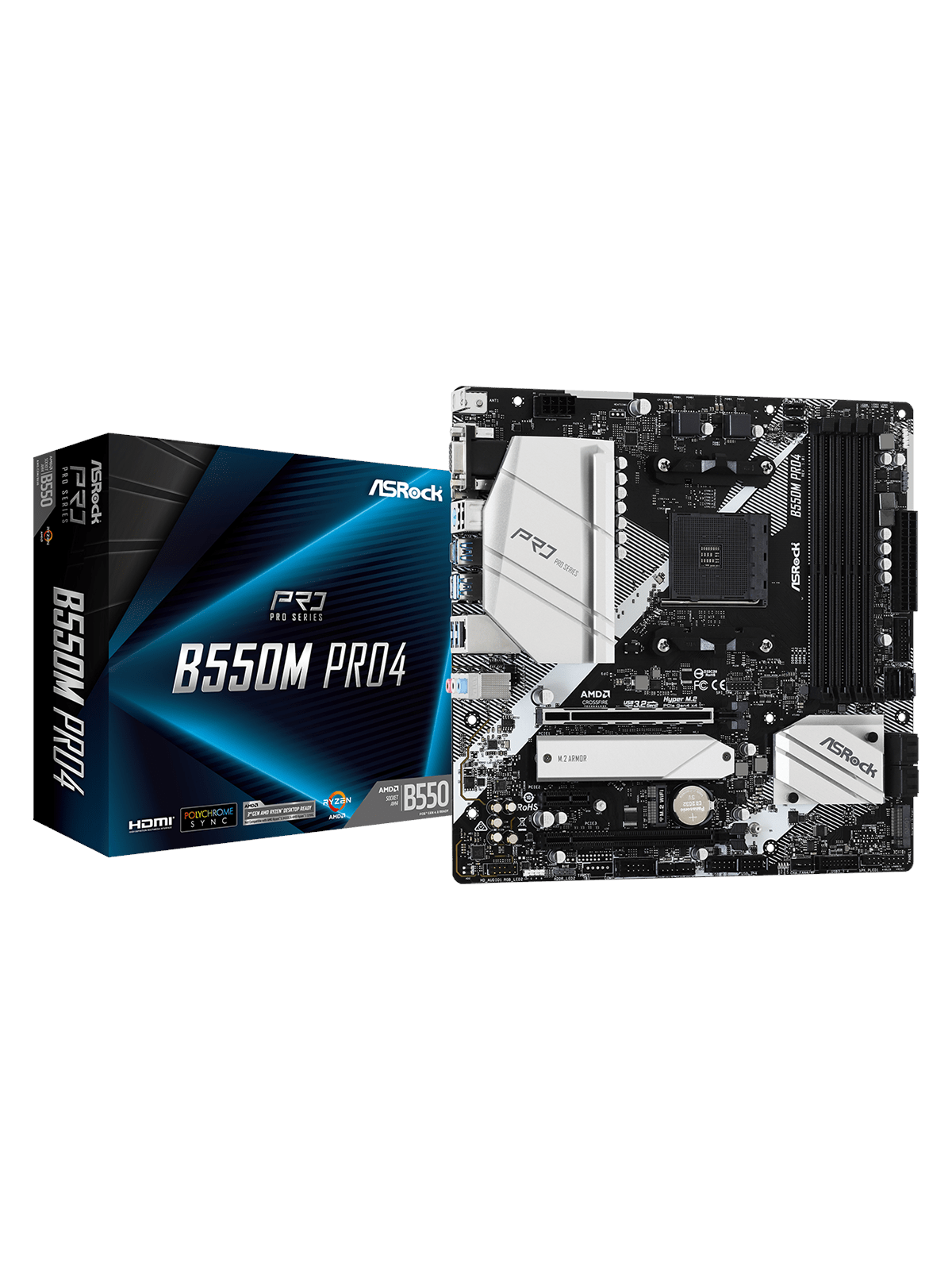 ASRock B550M PRO4 Mainboard - AMD B550 - AMD AM4 - DDR4 RAM - Micro-ATX
