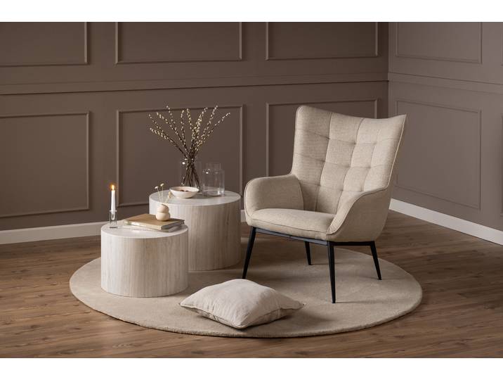 Fauteuil à oreilles Beige Tissu 77 x 99 x 91cm