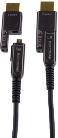 Mercodan Fibre Optic HDMI 2.0 Cable 18Gbps 4K 60Hz, Detachable Connectors, Black - 20m