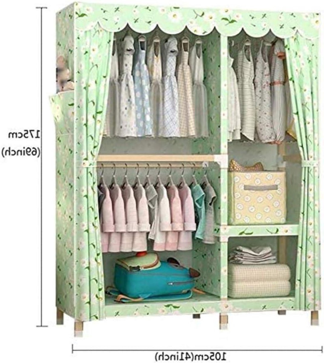Draagbare kledingkast - Stoffen kledingorganizer met ademende hoes
