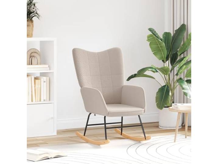 HEFZGDB Relaxsessel Hellgrau Wollähnlicher Stoff Moderner Schaukelstuhl mit Ergonomischem Design Gepolsterten Armlehnen und Robustem Metall Holz Rahmen für Wohnzimmer Schlafzimmer