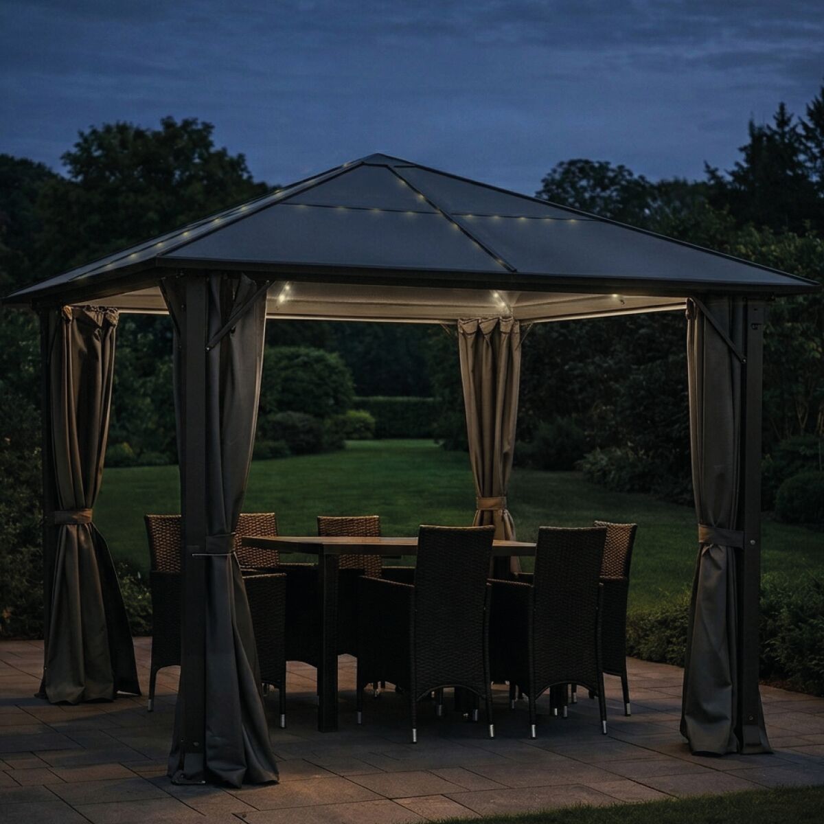 Brast Alu Pavillon PREMIUM 3x3m grau inkl. LEDs