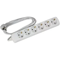 HEITRONIC Steckdosenleiste, 6-fach, 3G 1.5mm2, 150cm Anschlusskabel, weiß HEI-45033