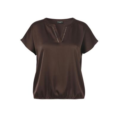 T-Shirt VIA APPIA DUE "VIA APPIA DUE Shirt", Damen, Gr. 44, braun (kaffee), Casual, regular fit, V-Ausschnitt, Shirts T-Shirt, Große Größen