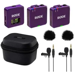 RØDE Wireless GO Gen 3 Lila mit Charge Case + 2x Lavalier GO und 2x WS05, Mikrofon
