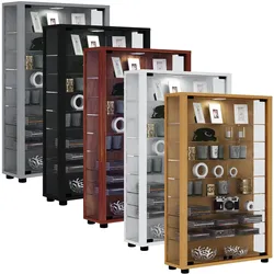 VCM, Vitrine + Buffetschrank, Sammel Stand Vitrine Holz Glas Lumo Mini (59 x 18 x 90 cm)
