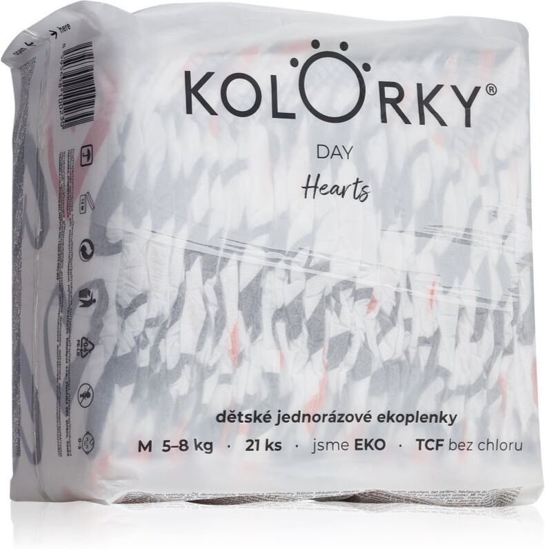 Kolorky Day Hearts couches jetables taille M 5-8 Kg 21 pcs