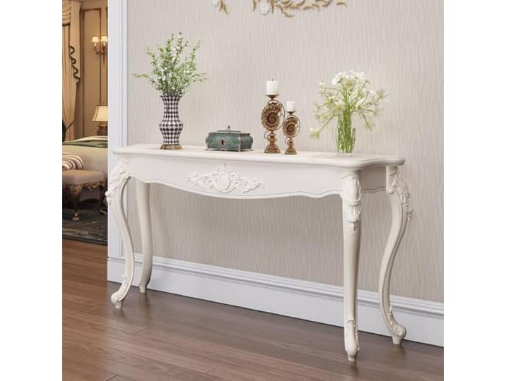Konsolentisch Schmal Flurtisch Robust Beistelltisch Wandtisch für Flur Sofatisch hinter Sofa, Dichte Faserplatte, Moderner Flurmöbel für Wohnzimmer, platzsparend(White+Sliver,L160cm/63in)