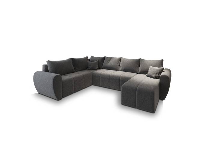 WOHNLANDSCHAFT MADISON XL L-S Hellgrau Dünner Stoff mit Schlaffunktion