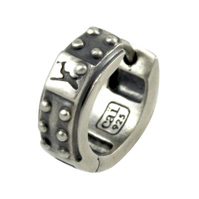 Single-Creole CAÏ "Silber 925 rhodiniert und matt oxidiert", silbergrau, Ohrringe, Herren, one-size, Silber 925 (Sterlingsilber)