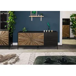 Sideboard Sheesham 178x45x75 schwarz lackiert SUN #100