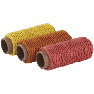 Rayher Bindfaden 53926000, Hanfkordel-Set, Stärke 1mm, farbig sortiert, Länge 12m, 3 Stück