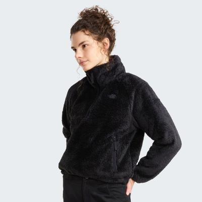Fleeceshirt THE NORTH FACE, Damen, Gr. M, schwarz (tnf schwarz), Obermaterial: 100% Polyester, Shirts, mit Stehkragen, hochfloriges Fleece, lockere Passform