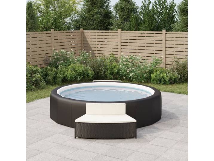 Haut de gamme Bancs de spa avec coussins lot de 2 noir résine tressée_01_369
