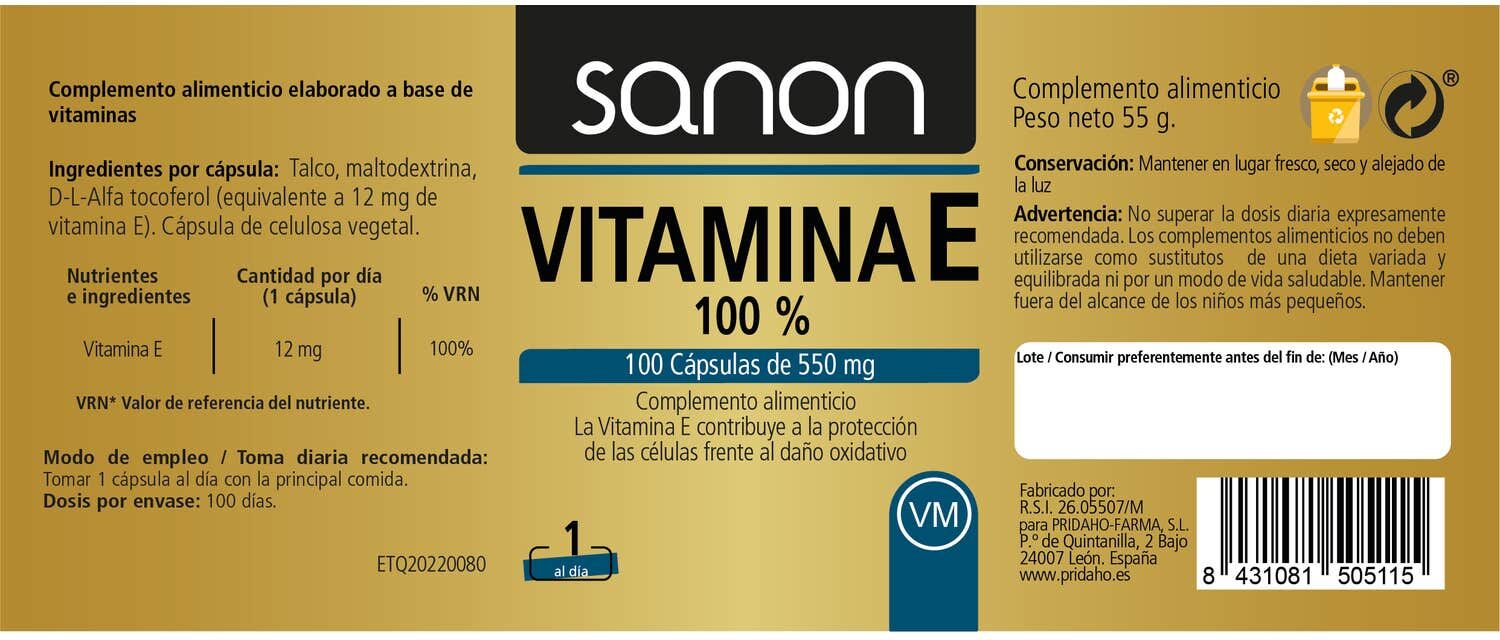 Sanon Vitamina E 100% 100 caps