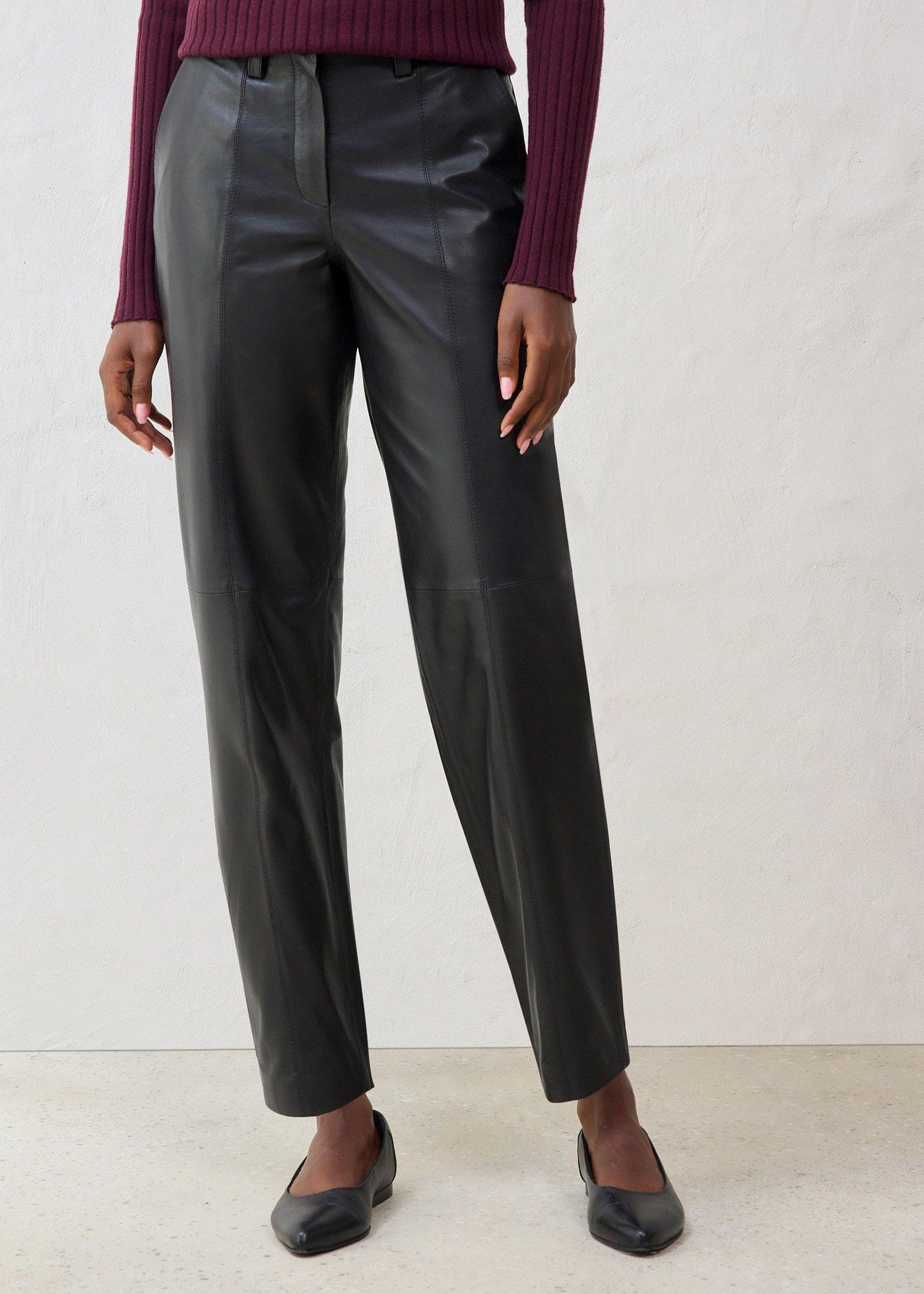 bonprix Lederhose aus Lammnappa, schwarz, Gr.52, Moderner , bequemer Karottenschnitt, Lederhose aus Lammnappa, aus Nappaleder