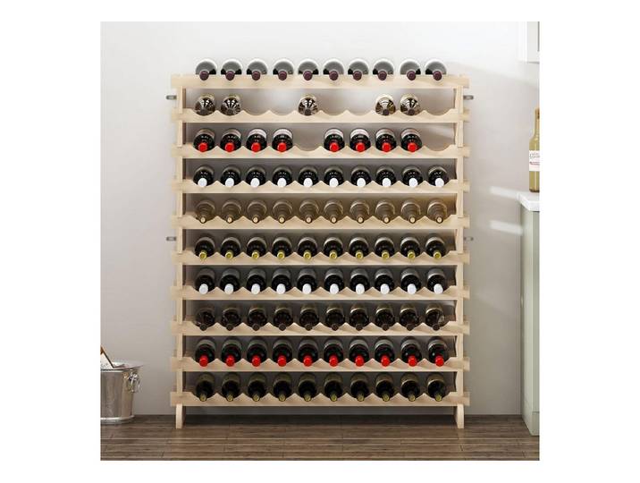 LuxusKollektion Weinregal Weinregal Flaschenregal 10 Ebenen Holz Küche Esszimmer 100 Flaschen