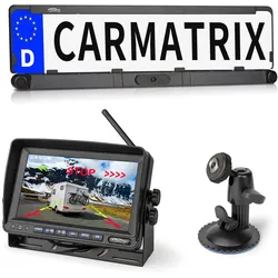 CARMATRIX Solar Rückfahrsystem 7" IPS-HD Monitor Rückfahrkamera für Wohnmobil, Wohnwagen, Transporter