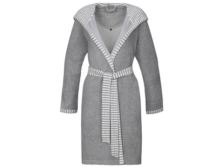 Vossen Bademantel Juno, Grau, Gr. XS, female, Oeko-Tex® Standard 100, Taschen, angenehm warm, hochwertige Qualität, modische Optik, Heimtextilien, Badtextilien, Bademäntel, Bademäntel Damen