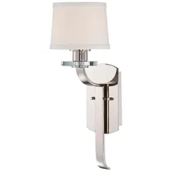 Wandleuchte Lampe Flurleuchte Optikglas Leinen Metall Silber H 16,5 cm 1 Flammig