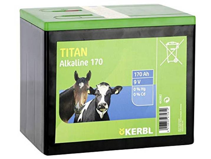 Kerbl 442082 Titan alkaline droogbatterij, 9 V, 170 Ah