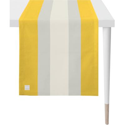Tischläufer APELT "3962 Outdoor, Sommerdeko, Sommer", gelb, B:46cm L:140cm, Polyester, Tischdecken, Panamastreifen