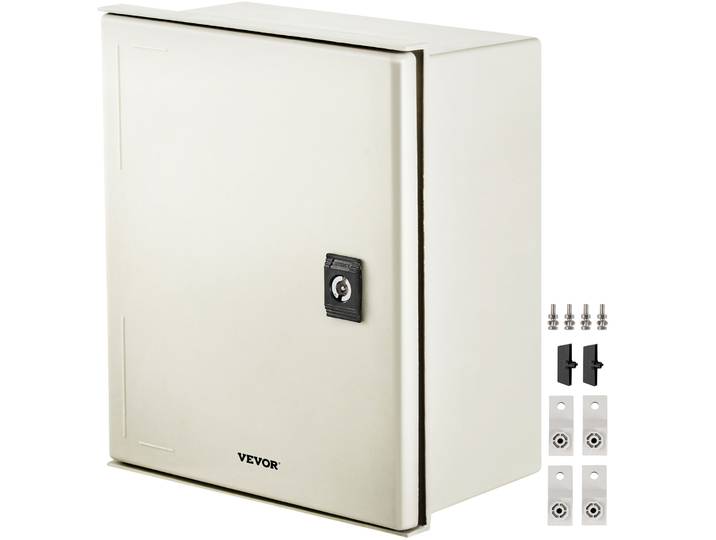 Armoire de distribution VEVOR Boîtier en acier NEMA\, 30 x 25 x 14 cm Armoire de distribution en fibre optique NEMA 3X\, IP66 étanche à l'eau et à la poussière\, boîte de raccordement électrique pour l'extérieur/intérieur\, avec plaque de montage