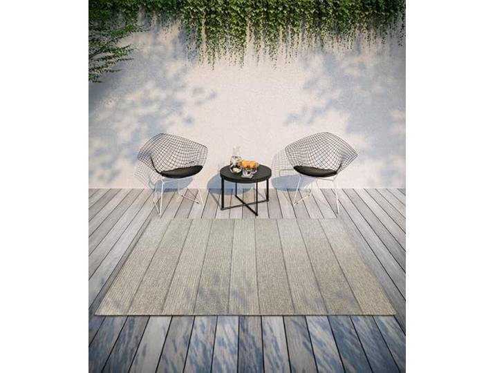 Villeroy & Boch Isabella In- & Outdoor Teppich Modern - Modernes Flachgewebe, Boho, Ethno, ÖKO-TEX Wetterfest & UV-beständig für Balkon, Terrasse, Garten – Natur Braun, 115x170cm