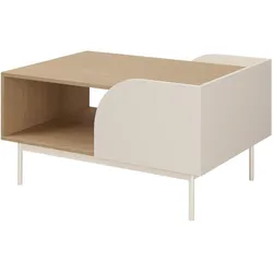 COUCHTISCH Camel mit offenem Regal und geriffeltem Detail, 90x60 cm, Frühlingseiche + Macadamia