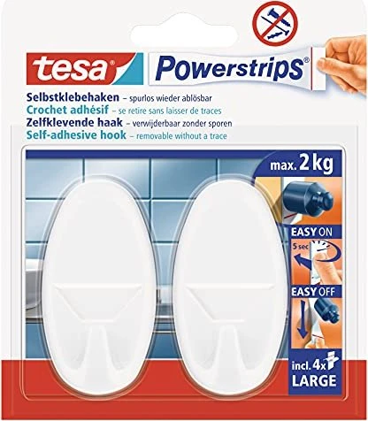 tesa Powerstrips Haken LARGE Oval, weiss