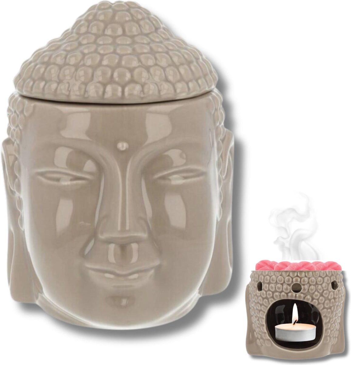 Scentchips® Buddha Hoofd Waxbrander en Geurbrander - Taupe
