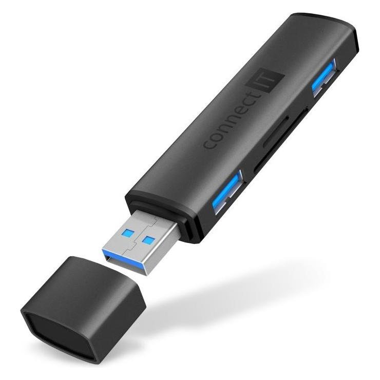 Connect IT COMPACT 4in1 grau / SD-Kartenleser / 2x USB-A (USB-A, 4 Ports) (CHU-4060-AN)