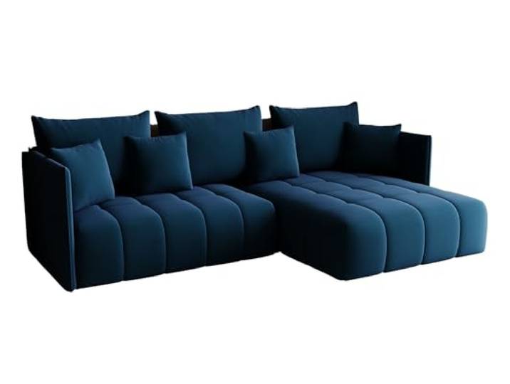 KP-Meble - Ecksofa mit Schlaffunktion - Gona - Schlafsofa 245 x 180 cm - Elegant, langlebig, freistehend - Automatisch für einfaches Ausklappen - 246x188x93cm - Monolith 77 (Blau)