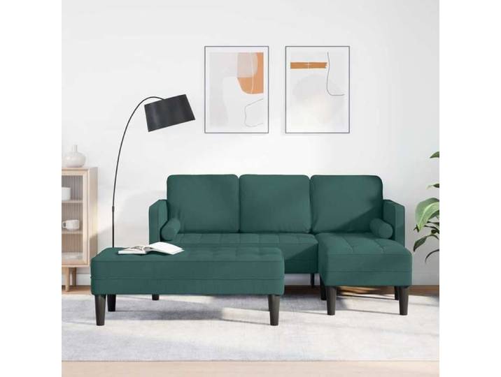 Ensemble de Canapés avec coussin 2 pcs Vert foncé Polyester 3329256