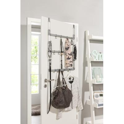 Türregal RUCO, silber (aluminiumfarben, silber), B:65cm H:110cm T:7cm, Aluminium, Kunststoff, Regale, Türregal, Aluminium/Kunststoff, 3 Etagen